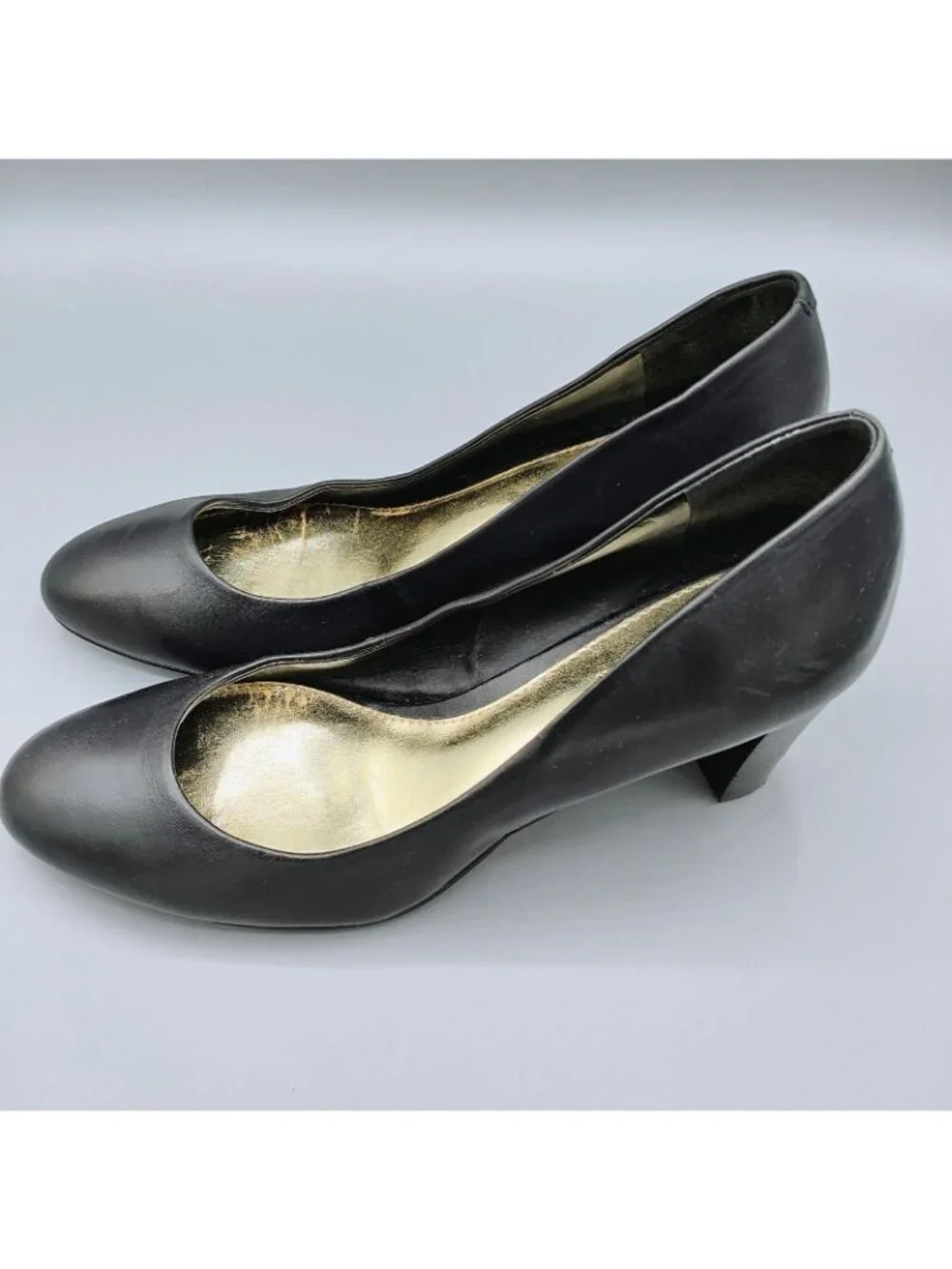 Lauren Ralph Lauren Womens Black Leather Block Heel Pumps (Size 8B)